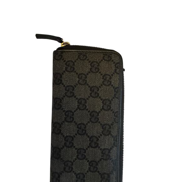 Gucci Vintage GG Canvas Tote & Wallet Set Black Monogram Leather Trim Authentic - Picture 7 of 15